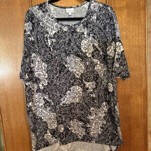 LuLaRoe Irma, Size Large, Black & White Paisley flower design